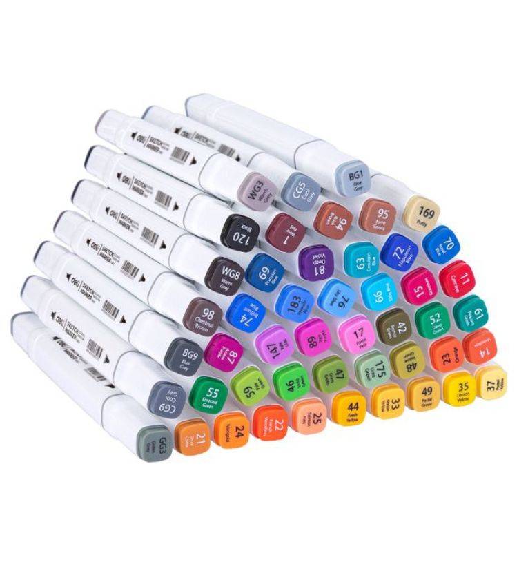 Deli Coffret de 48 Marqueurs Professionnels – Feutres à Double Pointe (1mm & 7mm) à Encre Alcool pour Dessin, Croquis et Illustration